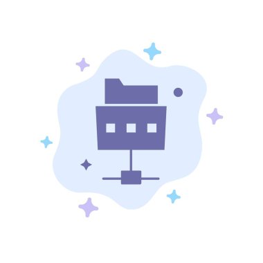 Soyut Bulut Arka Planında Ağ, Dosya, Klasör Mavi Simgesi