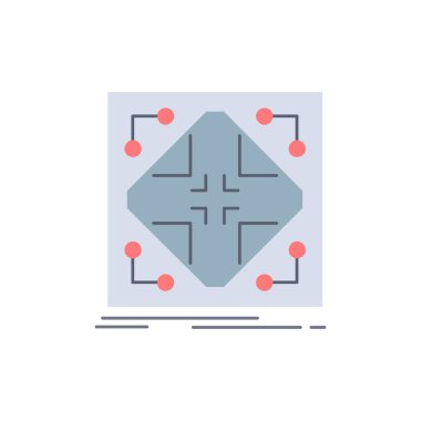 Veri, altyapı, ağ, matris, ızgara Düz Renk Simgesi Vect