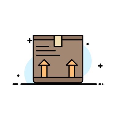 Teslim, Kutu, Ok, Yukarı İş Düz Hat Dolu Simge Vektör B