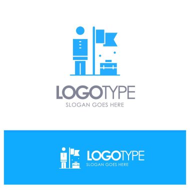 Başarılı, Başarılı, İşadamı, Bayrak Mavi Katı Logo sloganı için yer ile