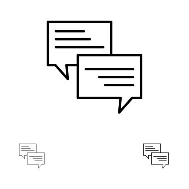 Sms, Mesaj, Popup, Bubble, Sohbet Kalın ve ince siyah çizgi simgesi 