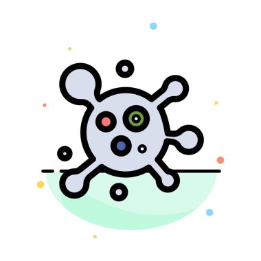 Atom, Molekül, Bilim Soyut Düz Renk Simgesi Şablonu