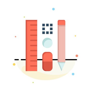 Kalem, Kalem, Ölçek, Eğitim Soyut Düz Renk Simgesi Şablonu