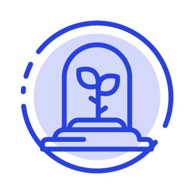 Teknoloji, Yaprak, Bitki Mavi Noktalı Çizgi Hattı Simgesi