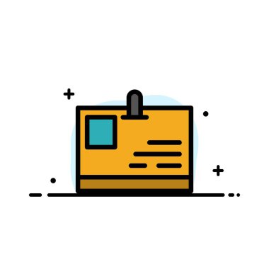 kart, kimlik kartı, kimlik, pass iş düz hat dolu simge ve