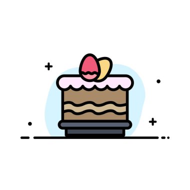 Crack, Paskalya, Yemek, Yumurta İş Düz Hat Dolu Simge Vektör Banner Şablon