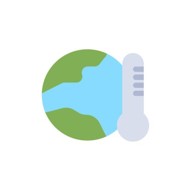 Toprak, Çevre, Küresel, Sıcak, Sıcaklık Düz Renk Simgesi. V