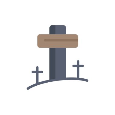 Kutlama, Hıristiyan, Haç, Paskalya Düz Renk Simgesi. Vektör i