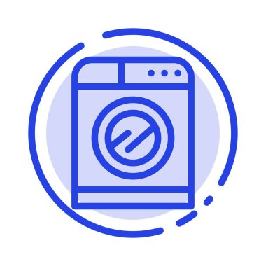 Makine, Teknoloji, Yıkama, Yıkama Mavi Noktalı Çizgi Simgesi