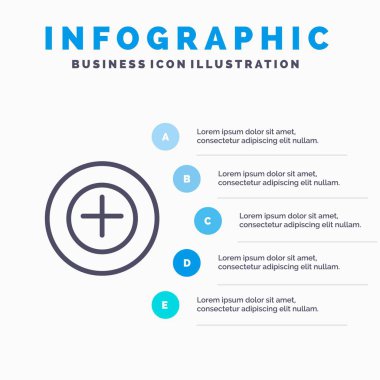 Ekle, Daha Fazla, Plus Line simgesi ile 5 adımda sunum infographics