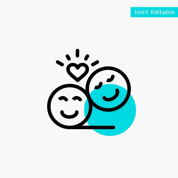 Couple, Avatar, Visages Souriants, Emojis, Valentin turquoise highli — Image vectorielle