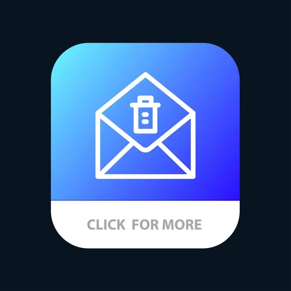Mail, Mensagem, Excluir botão Aplicativo móvel. Android e IOS Linha Ve — Vetor de Stock