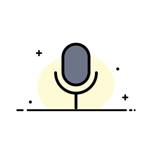 Micro, Microphone, Basic, Ui Business Flat Line Icône remplie Vecto — Image vectorielle