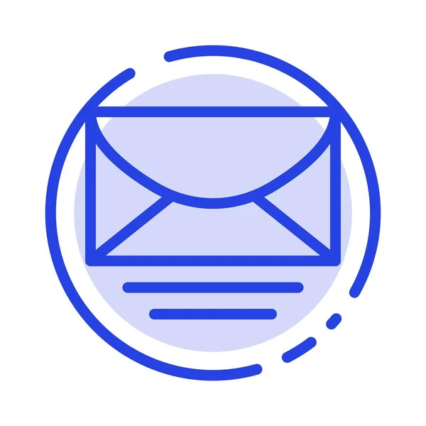 Αλληλογραφία, ηλεκτρονικό ταχυδρομείο, μήνυμα, καθολικό μπλε εικονίδιο με διακεκομμένες γραμμές — Διανυσματικό Αρχείο