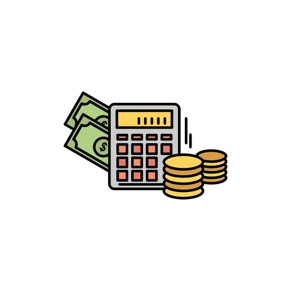 Argent, Dollar, Calculatrice, Balance Flat Color Icon. Icône vectorielle — Image vectorielle