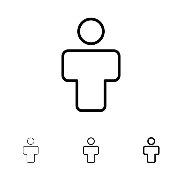 Avatar, Hombre, Personas, Perfil Conjunto de iconos de línea negra audaz y delgada — Vector de stock