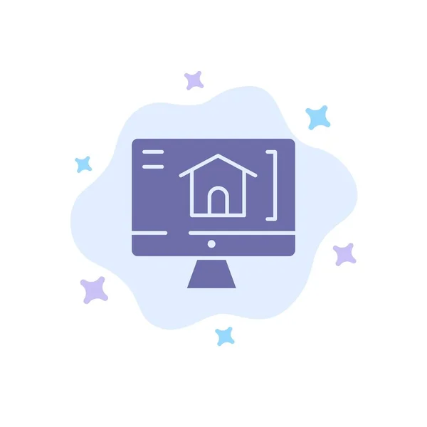 Számítógép, otthon, House Blue Icon az absztrakt Cloud háttér — Stock Vector