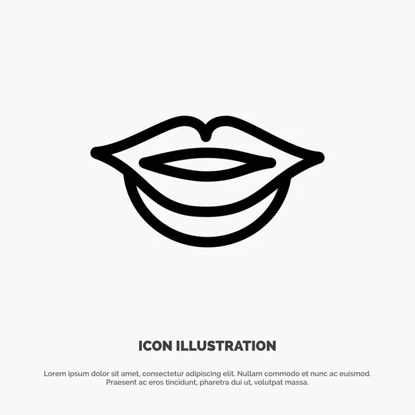 Labios, Chica Vector Line Icono — Vector de stock