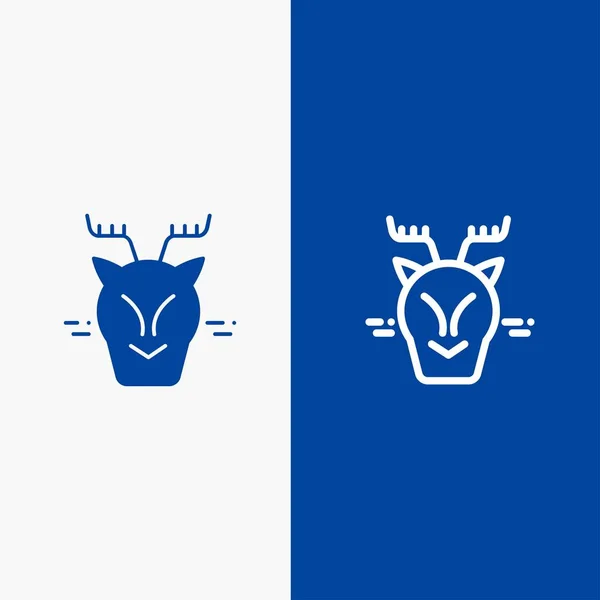Alpine, Arctique, Canada, Ligne de rennes et glyphe Icône solide Bleu — Image vectorielle