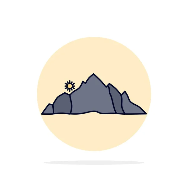 Colina, paisaje, naturaleza, montaña, escena Color plano Icono Vector — Vector de stock