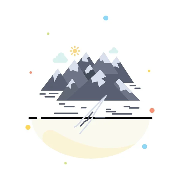 , Montanha, colina, paisagem, rochas, crack Flat Color Icon Vector — Vetor de Stock