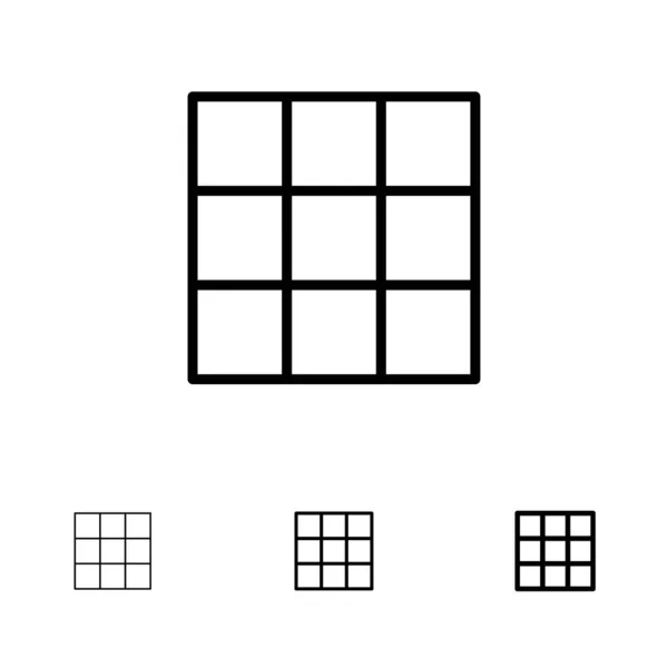 Menu, Ui, Basic Ensemble d'icônes en gras et fines lignes noires — Image vectorielle