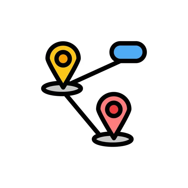 Gps, Localização, Mapa Flat Color Icon. Modelo de banner de ícone de vetor — Vetor de Stock