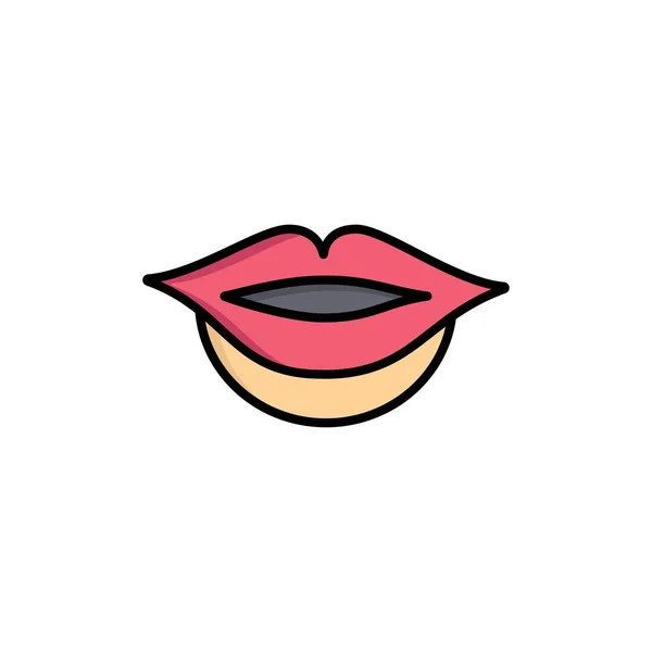 Labios, Chica Icono de Color Plano. Banner icono vectorial Plantilla — Archivo Imágenes Vectoriales