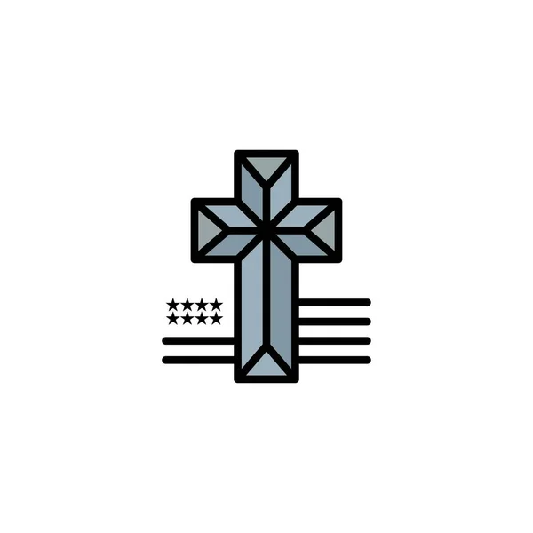 American, Cross, Church Business Logo Template (en inglés). Color plano — Vector de stock