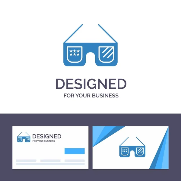Kreative Visitenkarten- und Logo-Vorlage Sonnenbrille, Brille, — Stockvektor