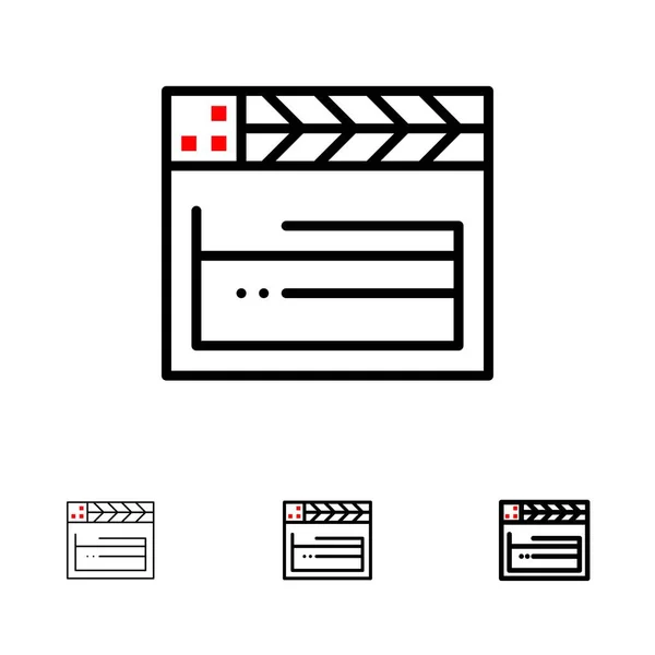 American, Film, Usa, Video Îndrăzneț și subțire linie neagră icon set — Vector de stoc