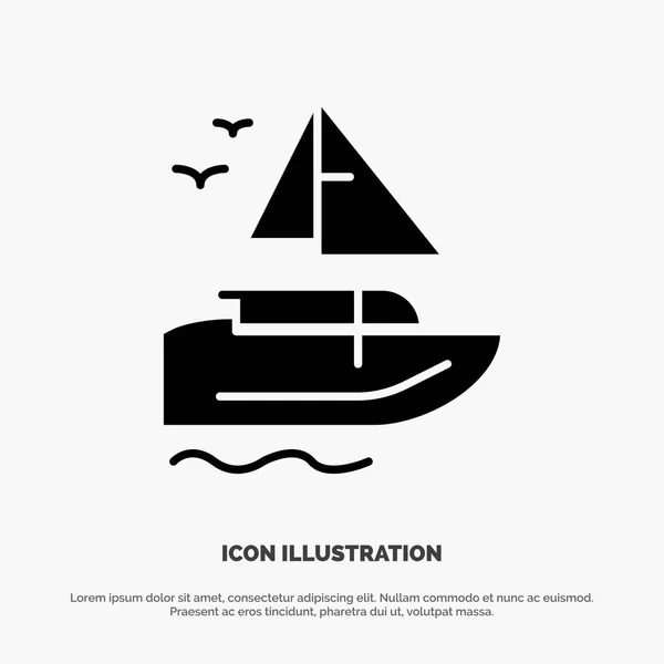 船， 船舶， 运输， 船舶固体黑色字形图标 — 图库矢量图片