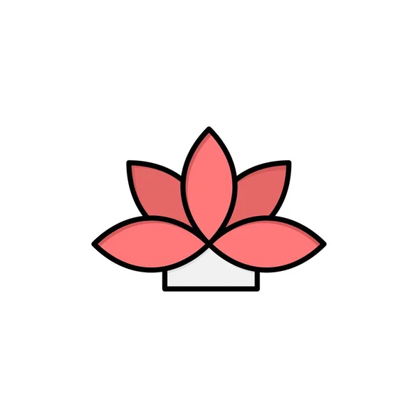 Blume, Indien, Lotus, Pflanze flache Farbe Symbol. Banner mit Vektorsymbol — Stockvektor