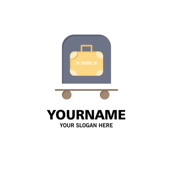 Hotel, Bagagem, Trolley, Bag Business Logo Template. Cor plana — Vetor de Stock