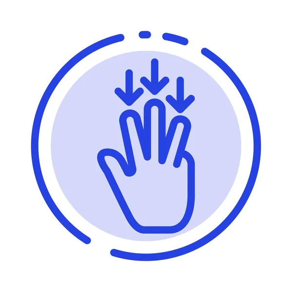 Finger, Down, Arrow, Gestures Blue Dotted Line Icon — стоковый вектор