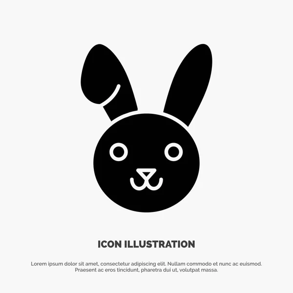 Bunny, Easter, Rabbit solid Glyph Icon vector — Stock Vector