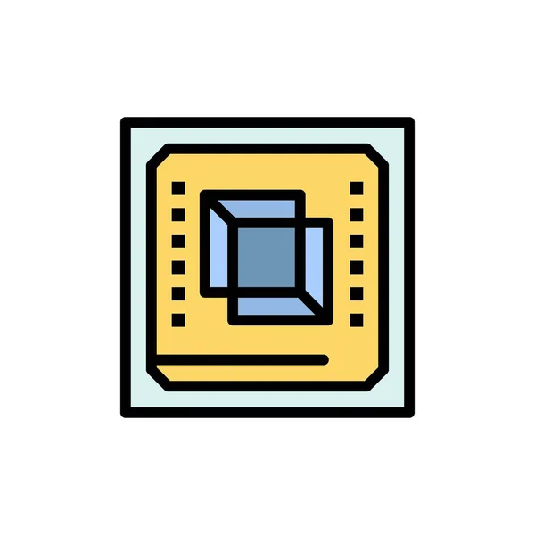 Chip, Ordinateur, Cpu, Hardware, Processeur Flat Color Icon. Vecto — Image vectorielle