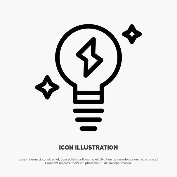 Ampoule, lumière, vecteur d'icône de ligne électrique — Image vectorielle