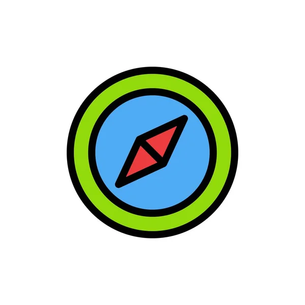 Iránytű, elhelyezkedés, Térkép Síkszín ikon. Vektor ikon banner Temp — Stock Vector