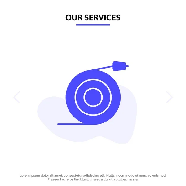 Nossos serviços Curvo, Fluxo, Tubo, Água Solid Glyph Ícone Web card — Vetor de Stock