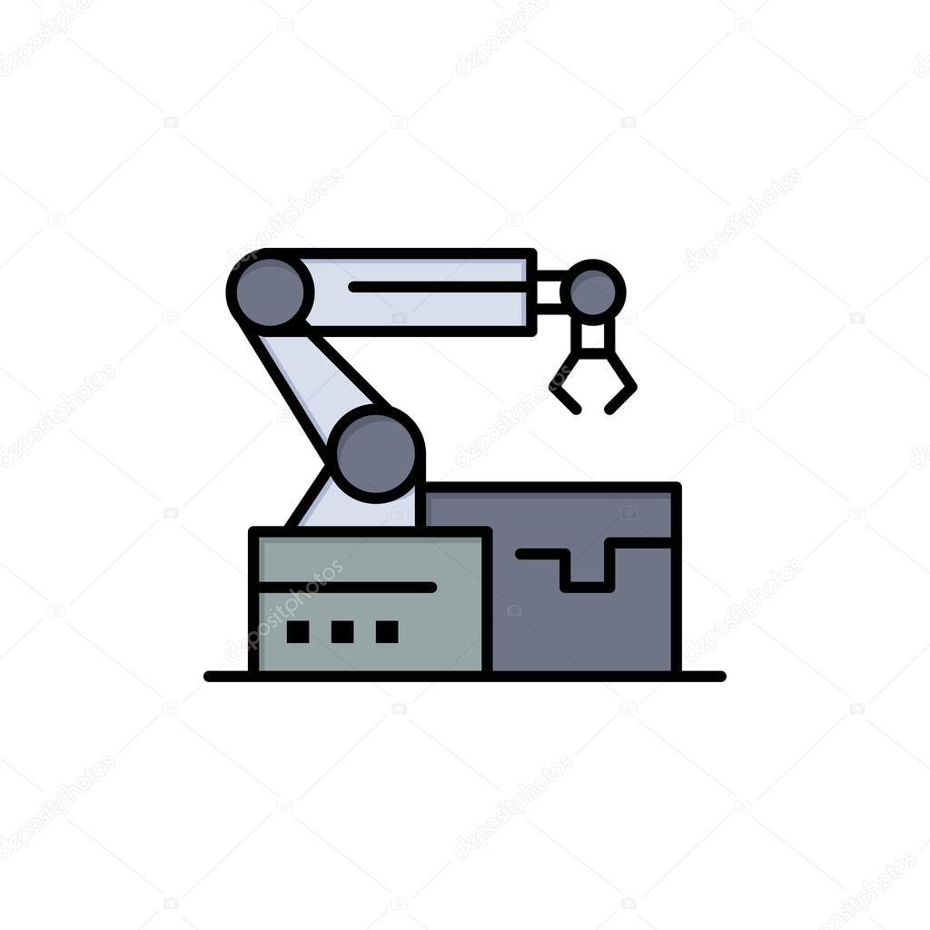 Automated, Robotic, Arm, Technology  Flat Color Icon. Vector ico
