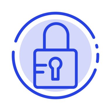 Kilit, Kilitli, Okul Mavi Noktalı Çizgi Simgesi