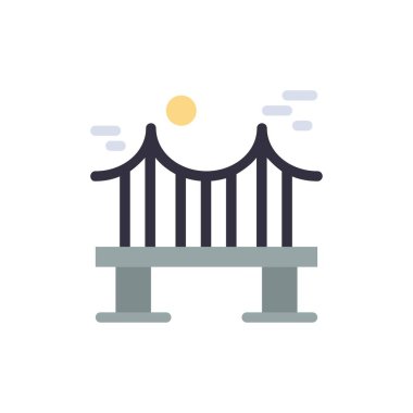 Karşısında, Köprü, Metal, Nehir, Yol Düz Renk Simgesi. Vektör simgesi