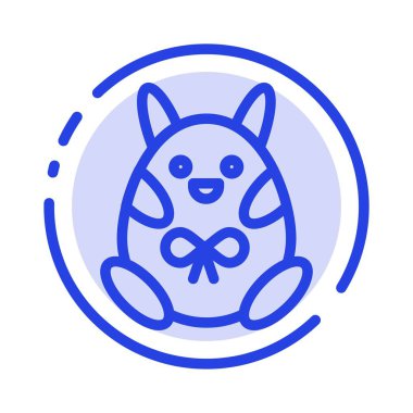 Tavuk, Paskalya, Bebek, Mutlu Mavi Noktalı Çizgi Hattı Simgesi