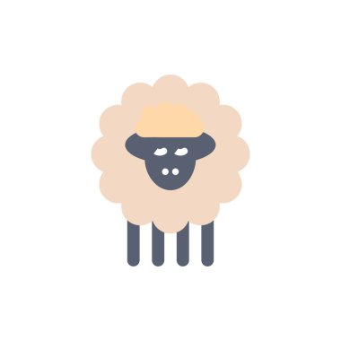 Koyun, Koç, Koyun, Bahar Düz Renk Simgesi. Vektör simgesi afiş 