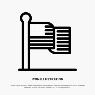 Amerikan, Bayrak, Şükran Günü, Abd Line Icon Vector