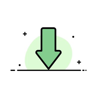 Ok, Oklar, Aşağı, İndir İş Düz Çizgi Dolu Simge Vektör Banner Şablonu