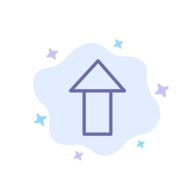 Ok, Yukarı, Soyut Bulut Arka Planında Mavi Simge Yükle