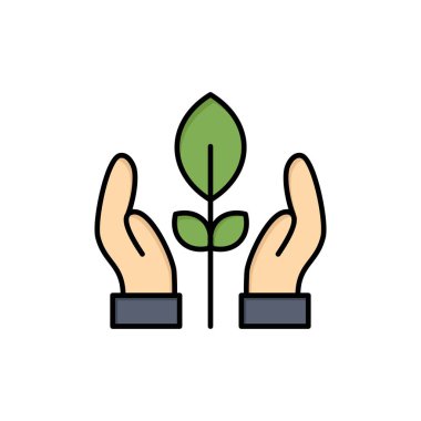 Koruma, Bitki, El, Enerji Yassı Renk Simgesi. Vektör simgesi 