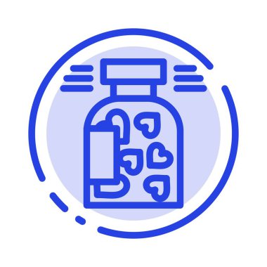 Kavanoz, Şişe, Kurabiye, Kalp, Sevgililer MaviSi Noktalı Hat Hattı Ico